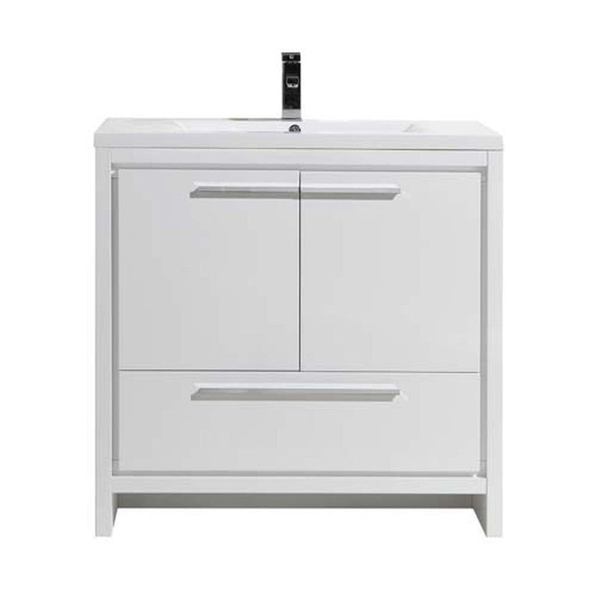 Moreno Bath Dolce 36" High Gloss White Freestanding Vanity With Single Reinforced White Acrylic Sink
