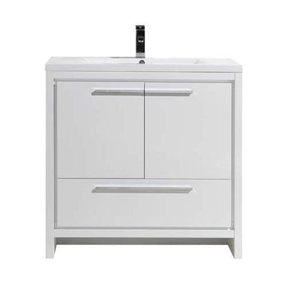 Moreno Bath Dolce 36" High Gloss White Freestanding Vanity With Single Reinforced White Acrylic Sink