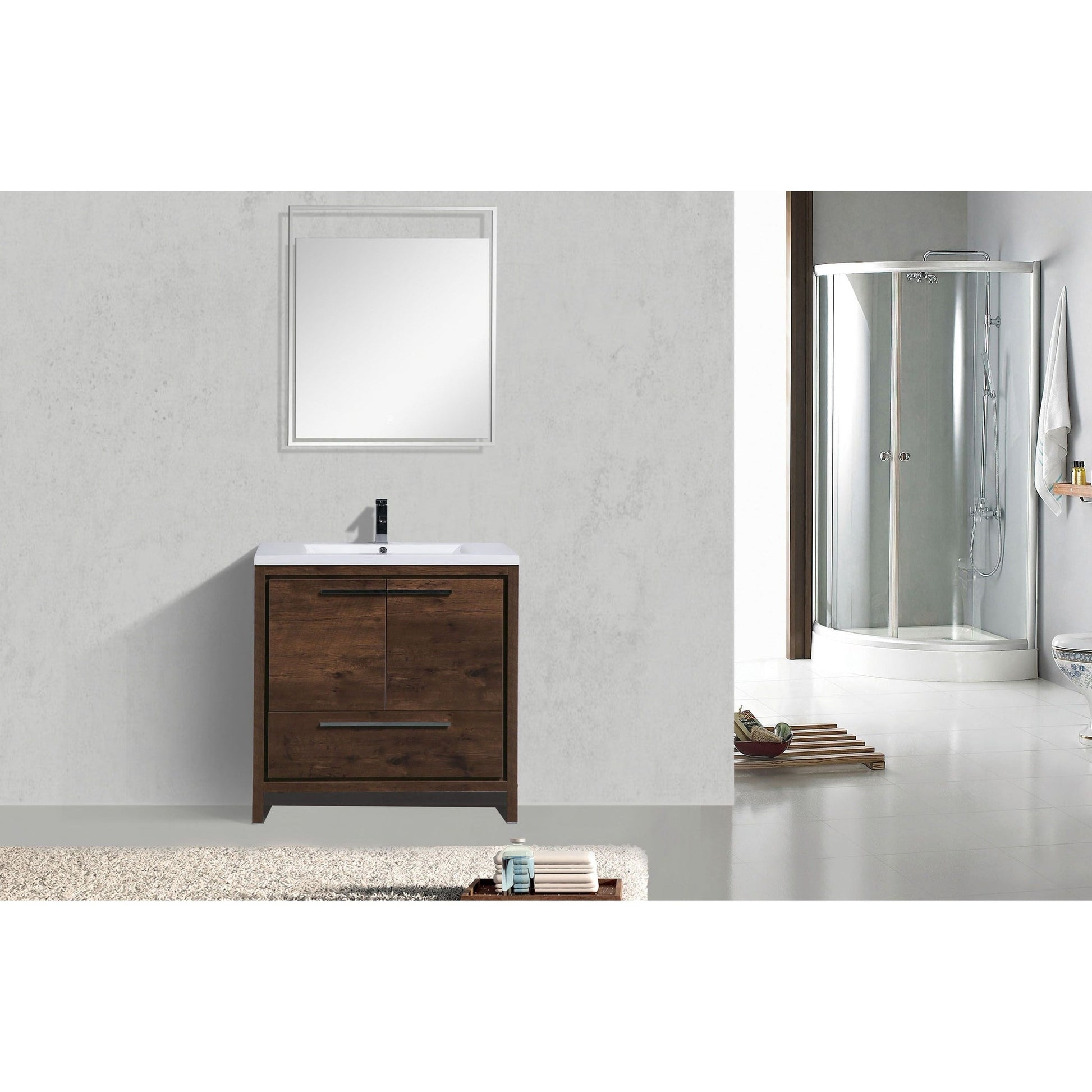 Moreno Bath Dolce 36" Rosewood Freestanding Vanity With Single Reinforced White Acrylic Sink