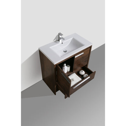 Moreno Bath Dolce 36" Rosewood Freestanding Vanity With Single Reinforced White Acrylic Sink