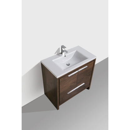 Moreno Bath Dolce 36" Rosewood Freestanding Vanity With Single Reinforced White Acrylic Sink