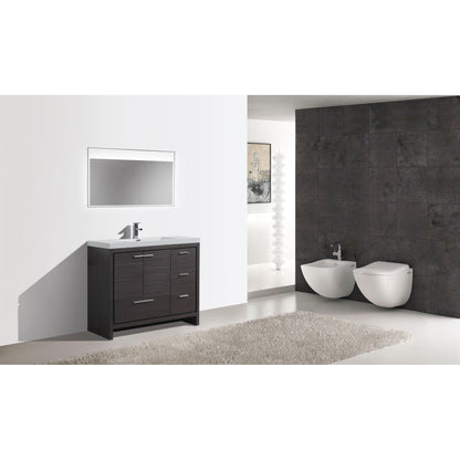 Moreno Bath Dolce 42" Dark Gray Oak Freestanding Vanity With Right Side Drawers and Single Reinforced White Acrylic Sink