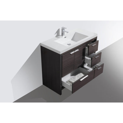 Moreno Bath Dolce 42" Dark Gray Oak Freestanding Vanity With Right Side Drawers and Single Reinforced White Acrylic Sink