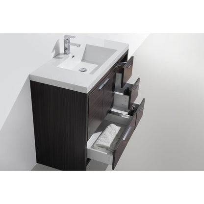 Moreno Bath Dolce 42" Dark Gray Oak Freestanding Vanity With Right Side Drawers and Single Reinforced White Acrylic Sink