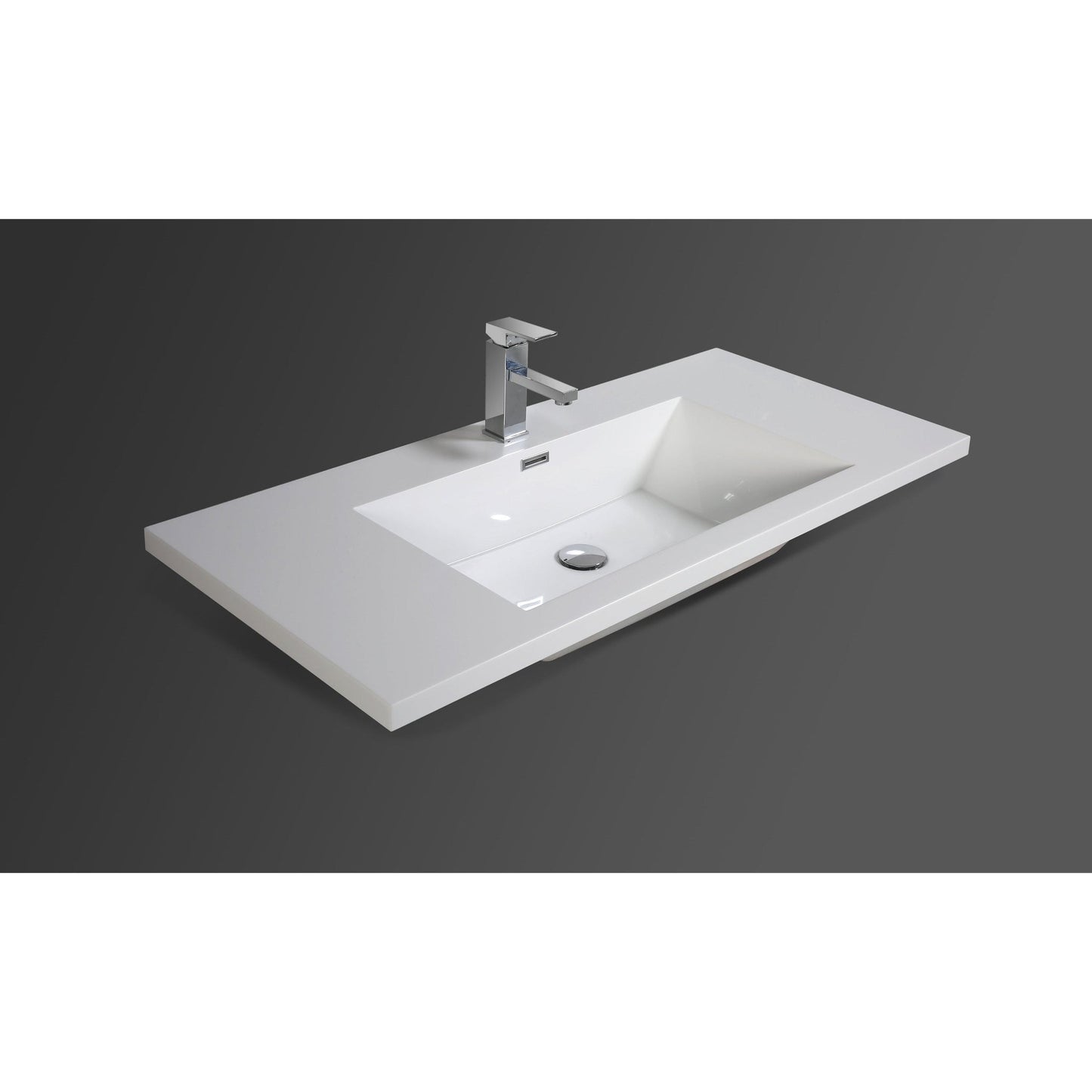 Moreno Bath Dolce 42" High Gloss Ash Gray Freestanding Vanity With Left Side Drawers and Single Reinforced White Acrylic Sink