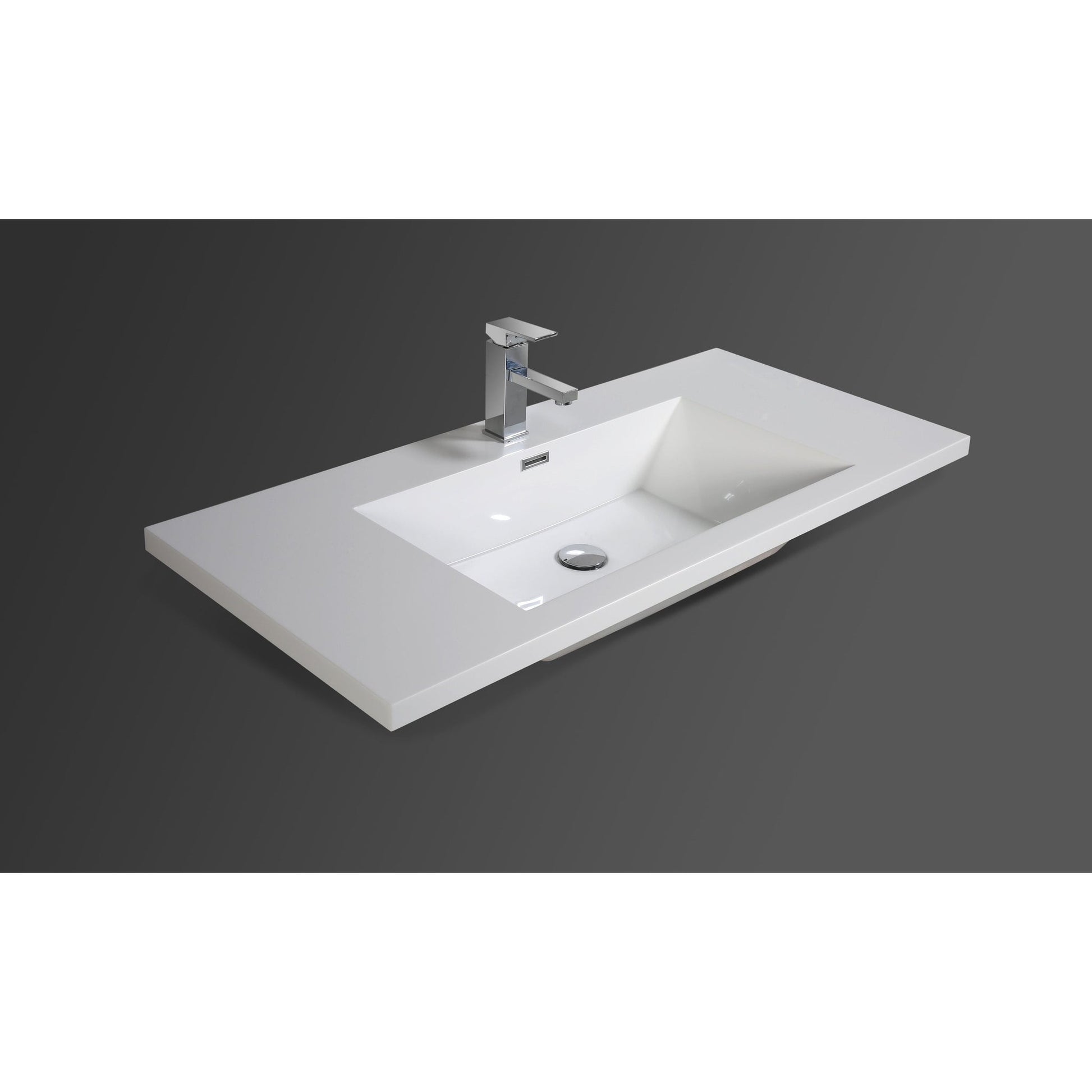 Moreno Bath Dolce 42" High Gloss White Freestanding Vanity With Right Side Drawers and Single Reinforced White Acrylic Sink