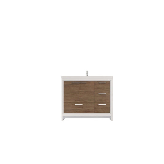 Moreno Bath Dolce 42" White Oak Freestanding Vanity With Right Side Drawers and Single Reinforced White Acrylic Sink