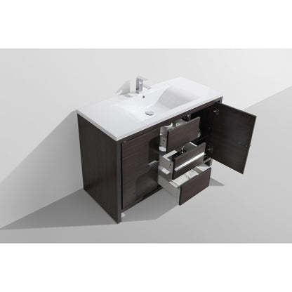Moreno Bath Dolce 48" Dark Gray Oak Freestanding Vanity With Single Reinforced White Acrylic Sink