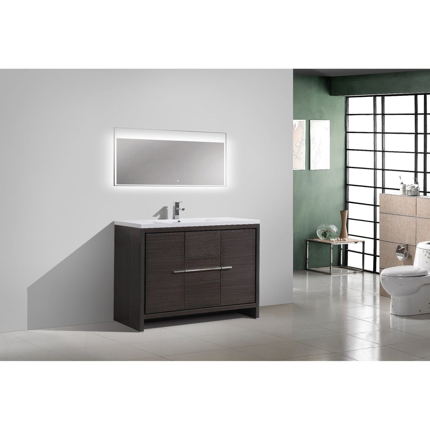 Moreno Bath Dolce 48" Dark Gray Oak Freestanding Vanity With Single Reinforced White Acrylic Sink