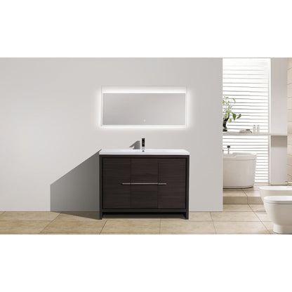 Moreno Bath Dolce 48" Dark Gray Oak Freestanding Vanity With Single Reinforced White Acrylic Sink