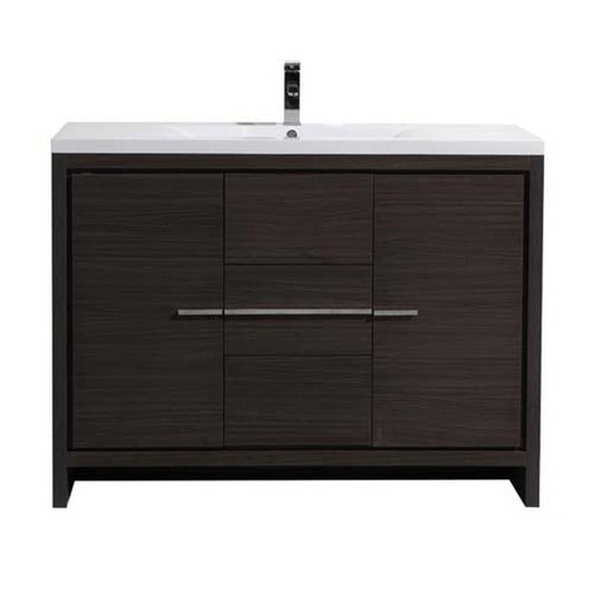 Moreno Bath Dolce 48" Dark Gray Oak Freestanding Vanity With Single Reinforced White Acrylic Sink