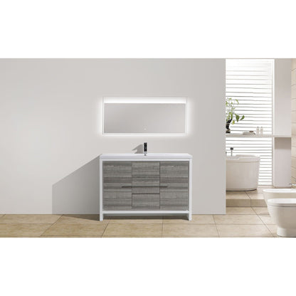 Moreno Bath Dolce 48" High Gloss Ash Gray Freestanding Vanity With Single Reinforced White Acrylic Sink