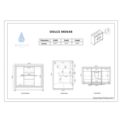 Moreno Bath Dolce 48" High Gloss Ash Gray Freestanding Vanity With Single Reinforced White Acrylic Sink