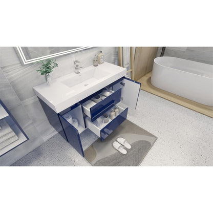 Moreno Bath Dolce 48" High Gloss Night Blue Freestanding Vanity With Single Reinforced White Acrylic Sink