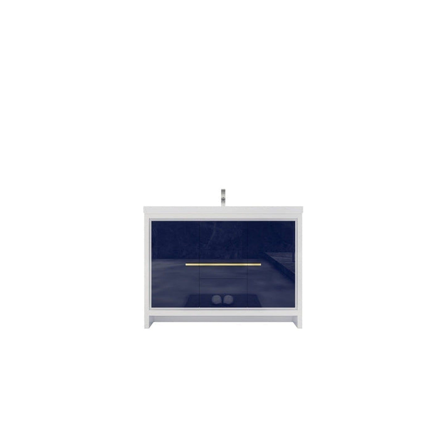 Moreno Bath Dolce 48" High Gloss Night Blue Freestanding Vanity With Single Reinforced White Acrylic Sink