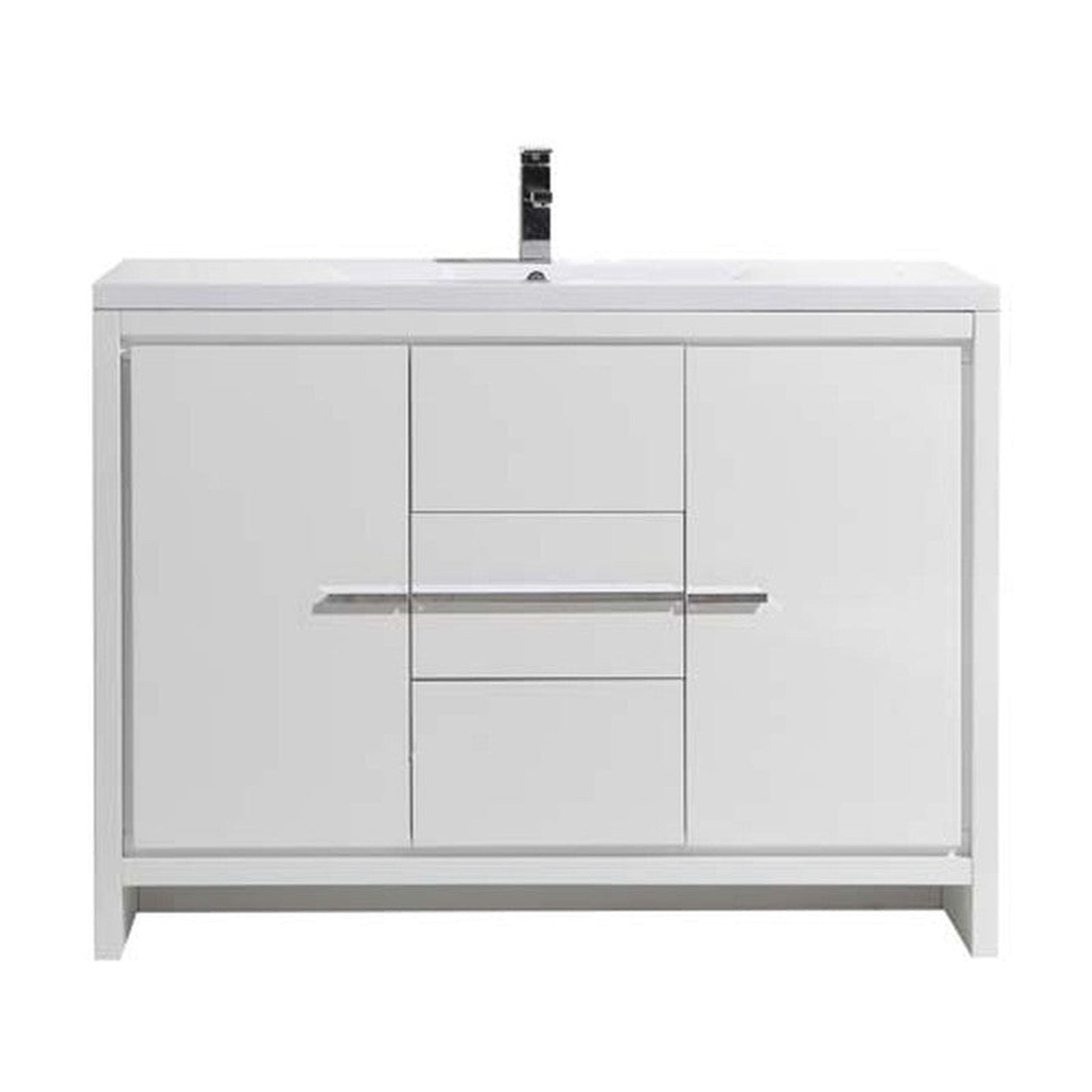 Moreno Bath Dolce 48" High Gloss White Freestanding Vanity With Single Reinforced White Acrylic Sink
