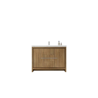 Moreno Bath Dolce 48" Natural Oak Freestanding Vanity With Single Reinforced White Acrylic Sink