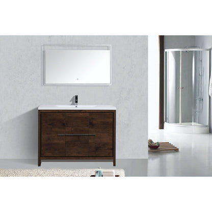 Moreno Bath Dolce 48" Rosewood Freestanding Vanity With Single Reinforced White Acrylic Sink