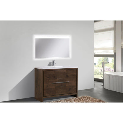 Moreno Bath Dolce 48" Rosewood Freestanding Vanity With Single Reinforced White Acrylic Sink