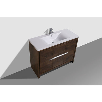 Moreno Bath Dolce 48" Rosewood Freestanding Vanity With Single Reinforced White Acrylic Sink