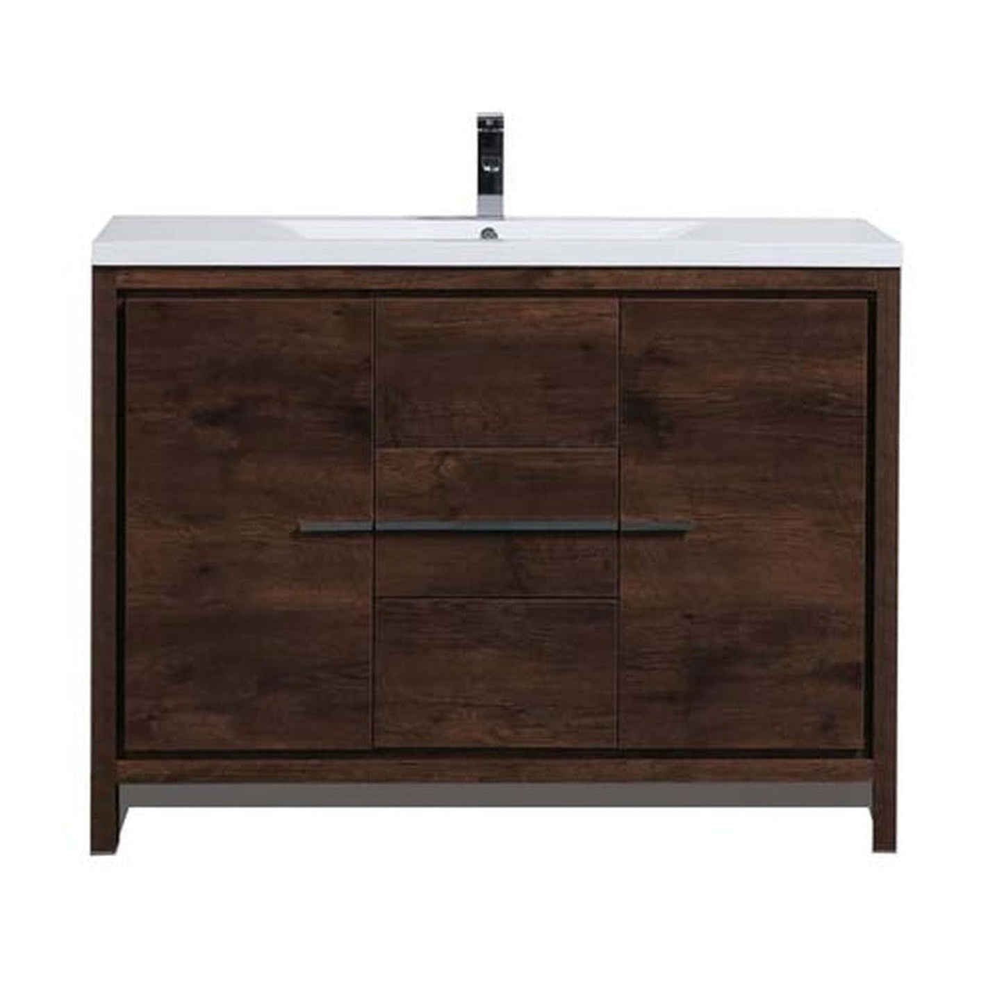 Moreno Bath Dolce 48" Rosewood Freestanding Vanity With Single Reinforced White Acrylic Sink