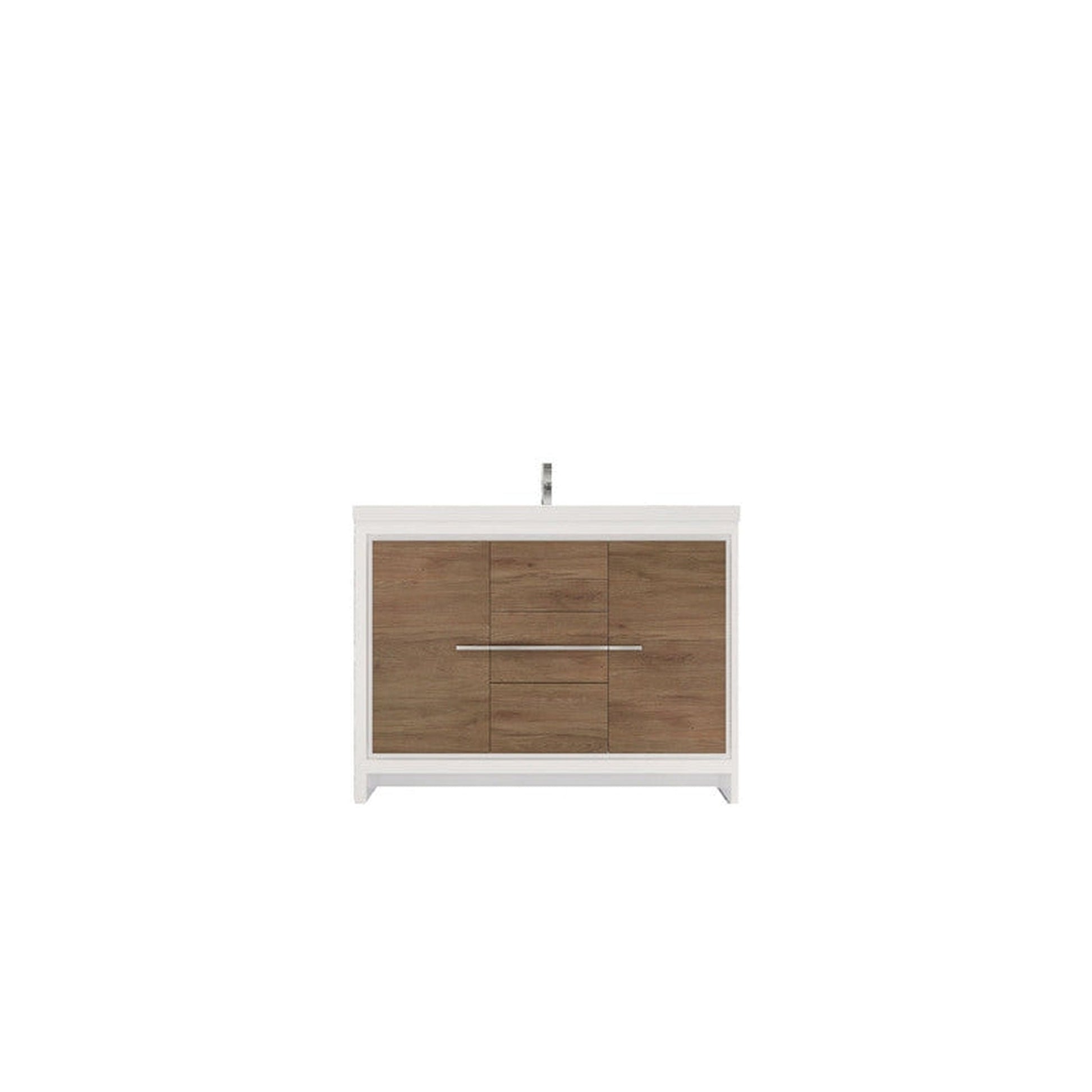 Moreno Bath Dolce 48" White Oak Freestanding Vanity With Single Reinforced White Acrylic Sink