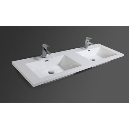 Moreno Bath Dolce 60" High Gloss Ash Gray Freestanding Vanity With Double Reinforced White Acrylic Sinks