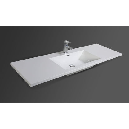 Moreno Bath Dolce 60" High Gloss Ash Gray Freestanding Vanity With Single Reinforced White Acrylic Sink