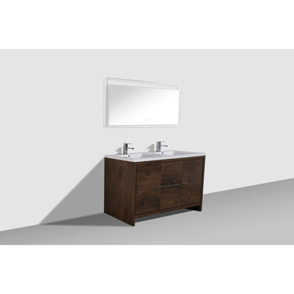 Moreno Bath Dolce 60" Rosewood Freestanding Vanity With Double Reinforced White Acrylic Sinks