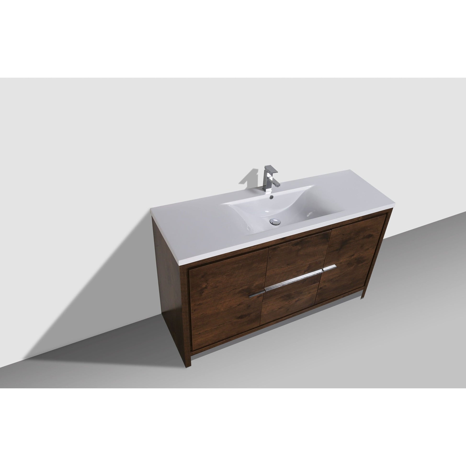 Moreno Bath Dolce 60" Rosewood Freestanding Vanity With Single Reinforced White Acrylic Sink