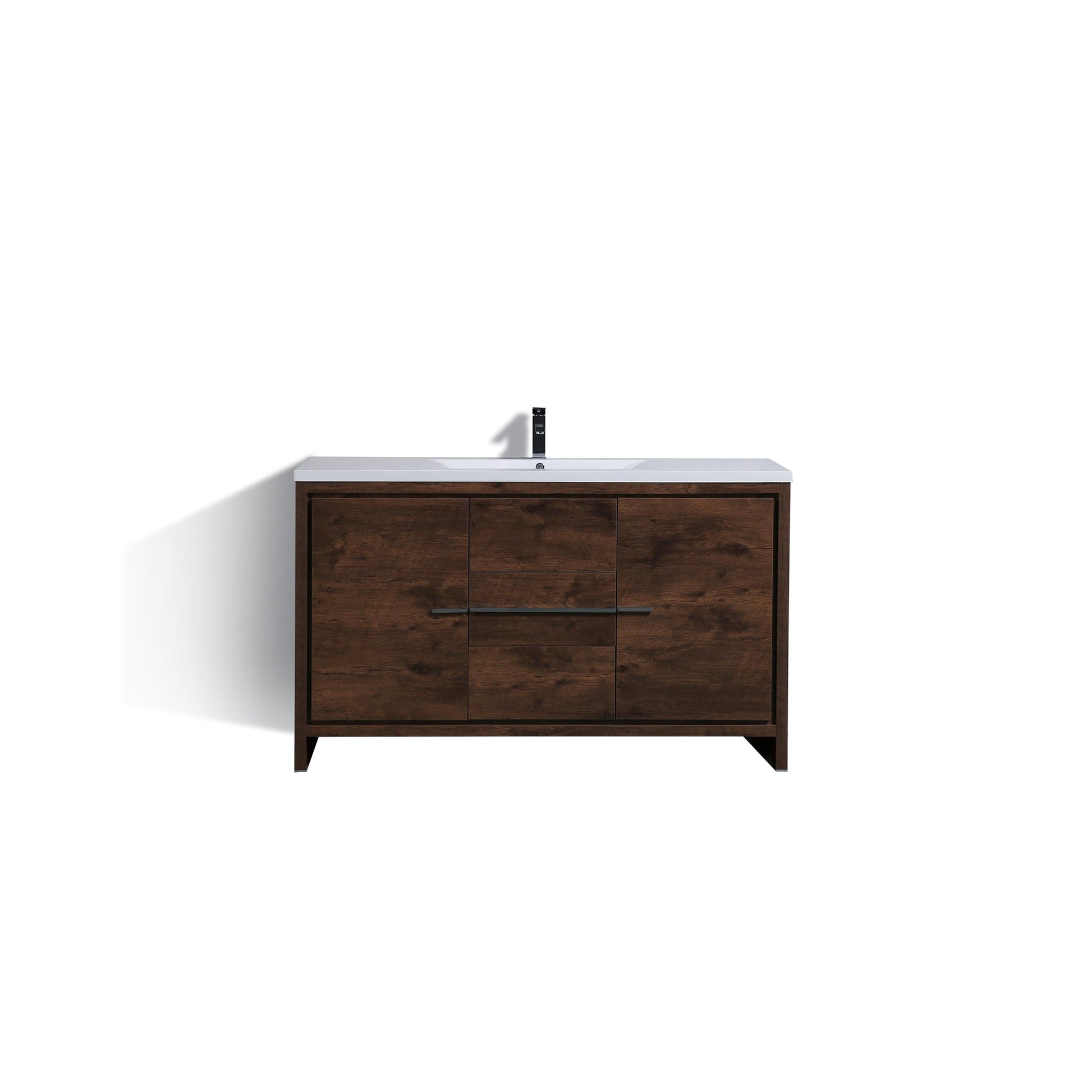 Moreno Bath Dolce 60" Rosewood Freestanding Vanity With Single Reinforced White Acrylic Sink