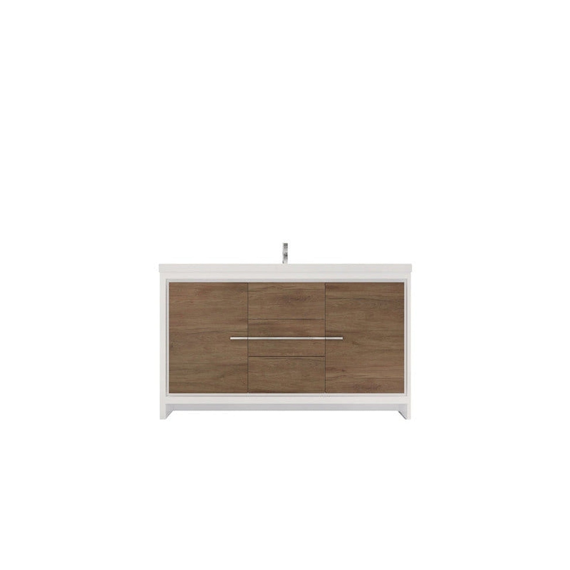 Moreno Bath Dolce 60" White Oak Freestanding Vanity With Single Reinforced White Acrylic Sink
