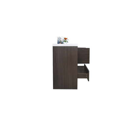 Moreno Bath Dolce 72" Dark Gray Oak Freestanding Vanity With Double Reinforced White Acrylic Sinks