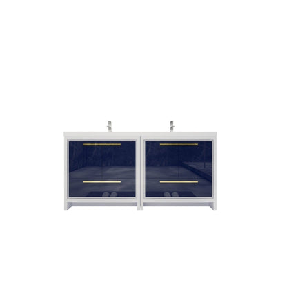 Moreno Bath Dolce 72" High Gloss Night Blue Freestanding Vanity With Double Reinforced White Acrylic Sinks