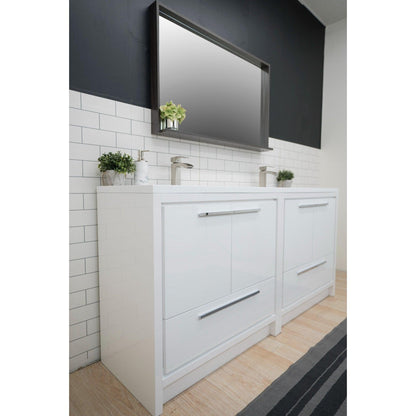 Moreno Bath Dolce 72" High Gloss White Freestanding Vanity With Double Reinforced White Acrylic Sinks