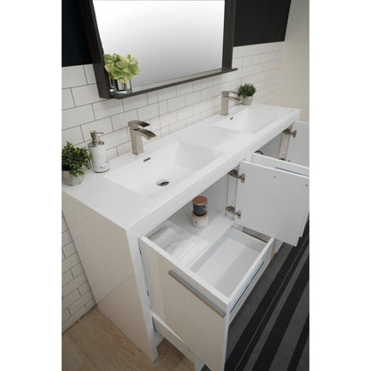 Moreno Bath Dolce 72" High Gloss White Freestanding Vanity With Double Reinforced White Acrylic Sinks