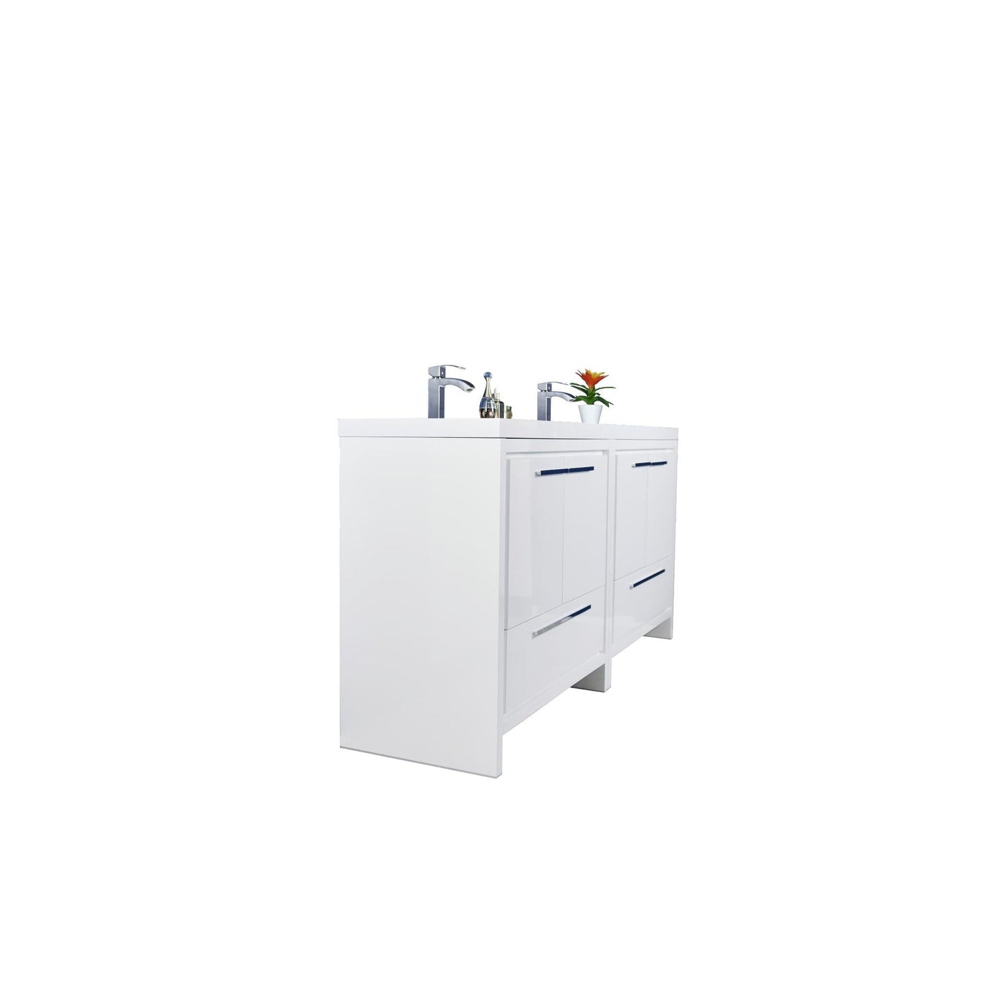 Moreno Bath Dolce 72" High Gloss White Freestanding Vanity With Double Reinforced White Acrylic Sinks