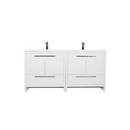 Moreno Bath Dolce 72" High Gloss White Freestanding Vanity With Double Reinforced White Acrylic Sinks