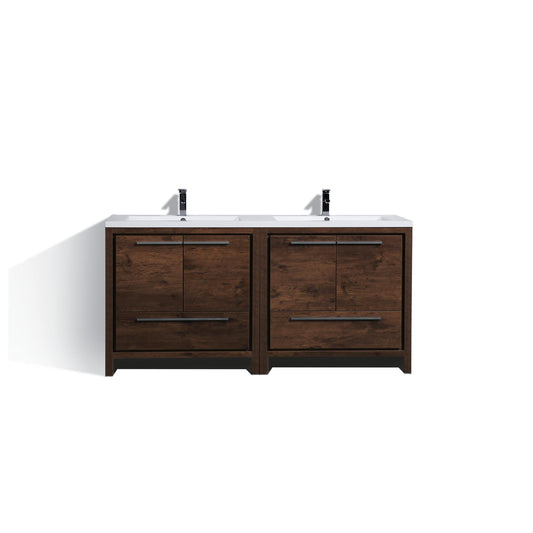 Moreno Bath Dolce 72" Rosewood Freestanding Vanity With Double Reinforced White Acrylic Sinks