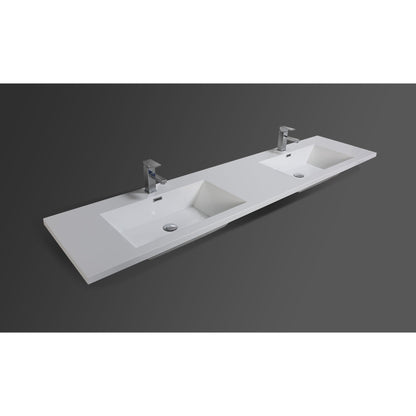 Moreno Bath Dolce 84" Dark Gray Oak Freestanding Vanity With Double Reinforced White Acrylic Sinks