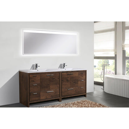 Moreno Bath Dolce 84" Rosewood Freestanding Vanity With Double Reinforced White Acrylic Sinks