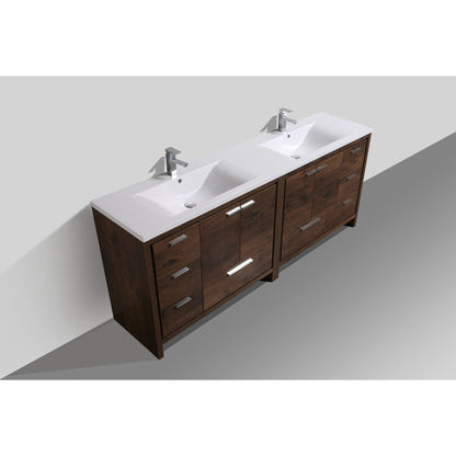 Moreno Bath Dolce 84" Rosewood Freestanding Vanity With Double Reinforced White Acrylic Sinks