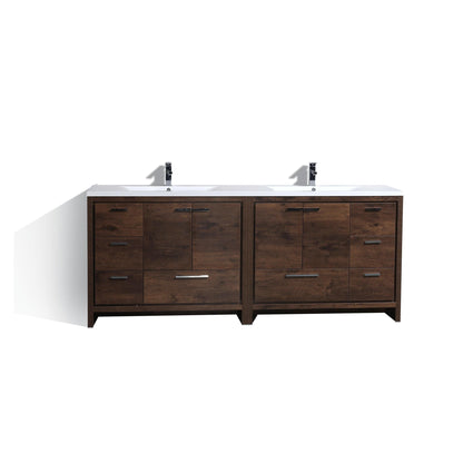 Moreno Bath Dolce 84" Rosewood Freestanding Vanity With Double Reinforced White Acrylic Sinks