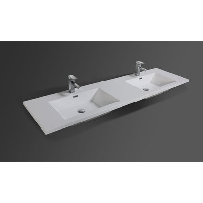 Moreno Bath Dolce 84" White Oak Freestanding Vanity With Double Reinforced White Acrylic Sinks
