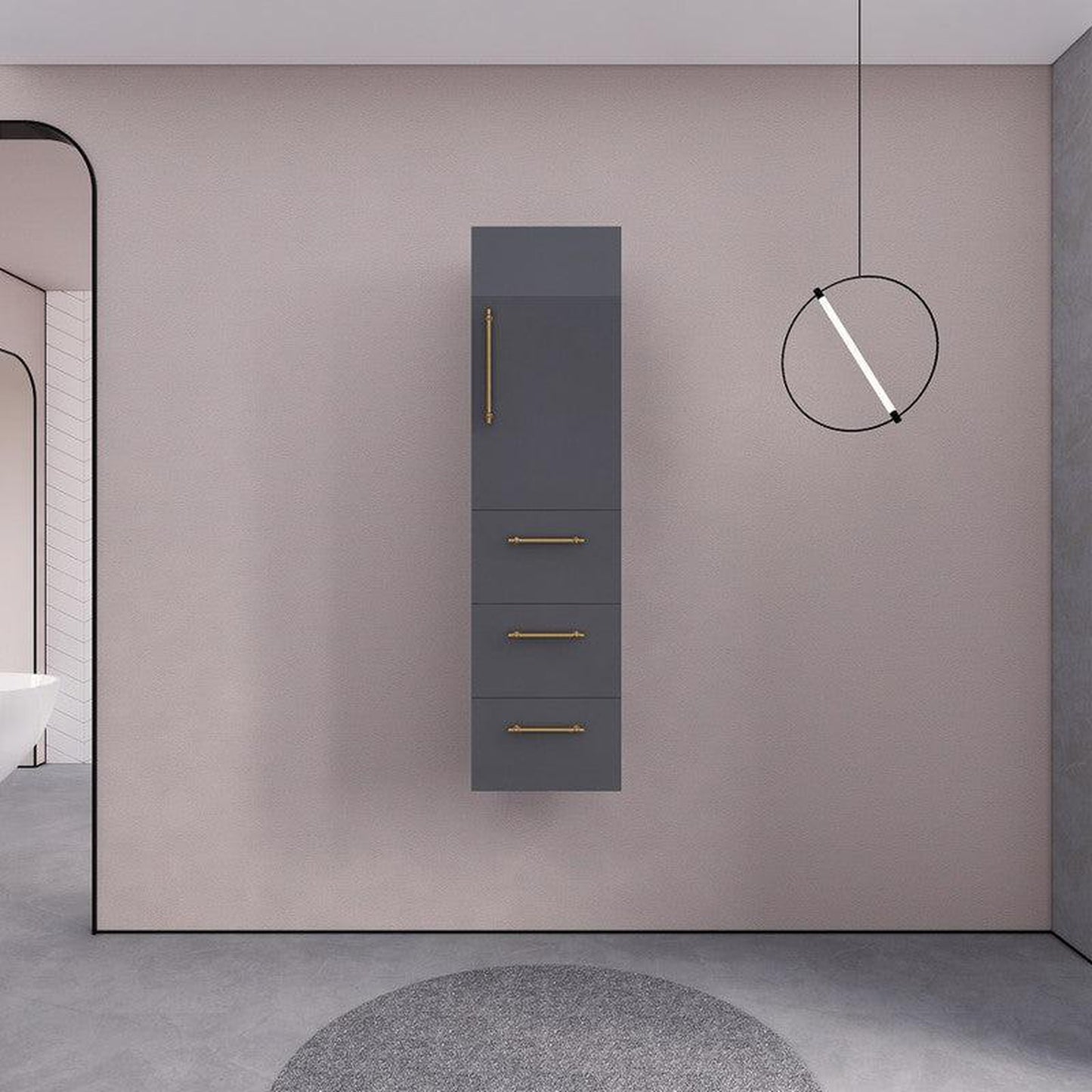 Moreno Bath ELSA 16" High Gloss Gray Wall-Mounted Bathroom Linen Side Cabinet