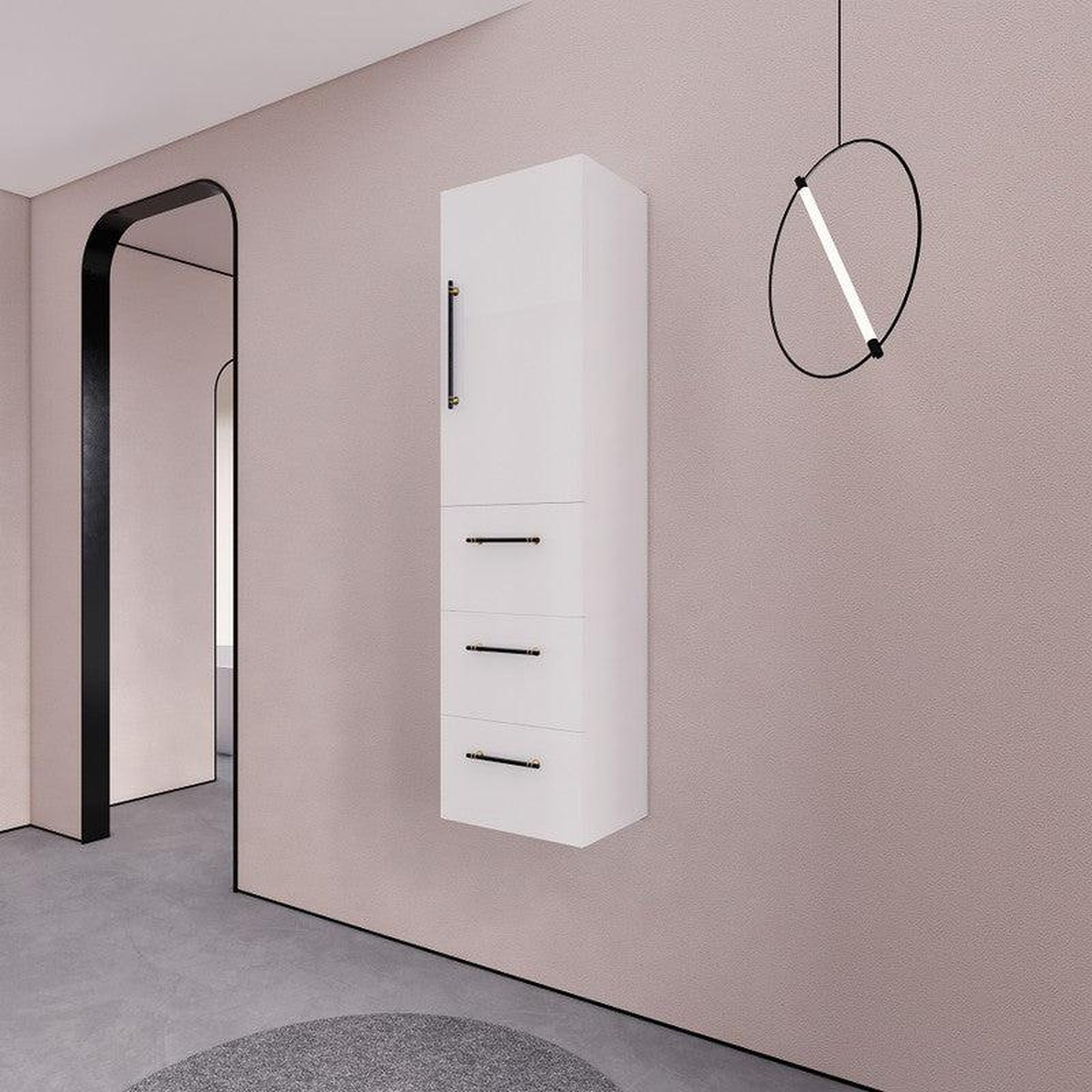 Moreno Bath ELSA 16" High Gloss White Wall-Mounted Bathroom Linen Side Cabinet