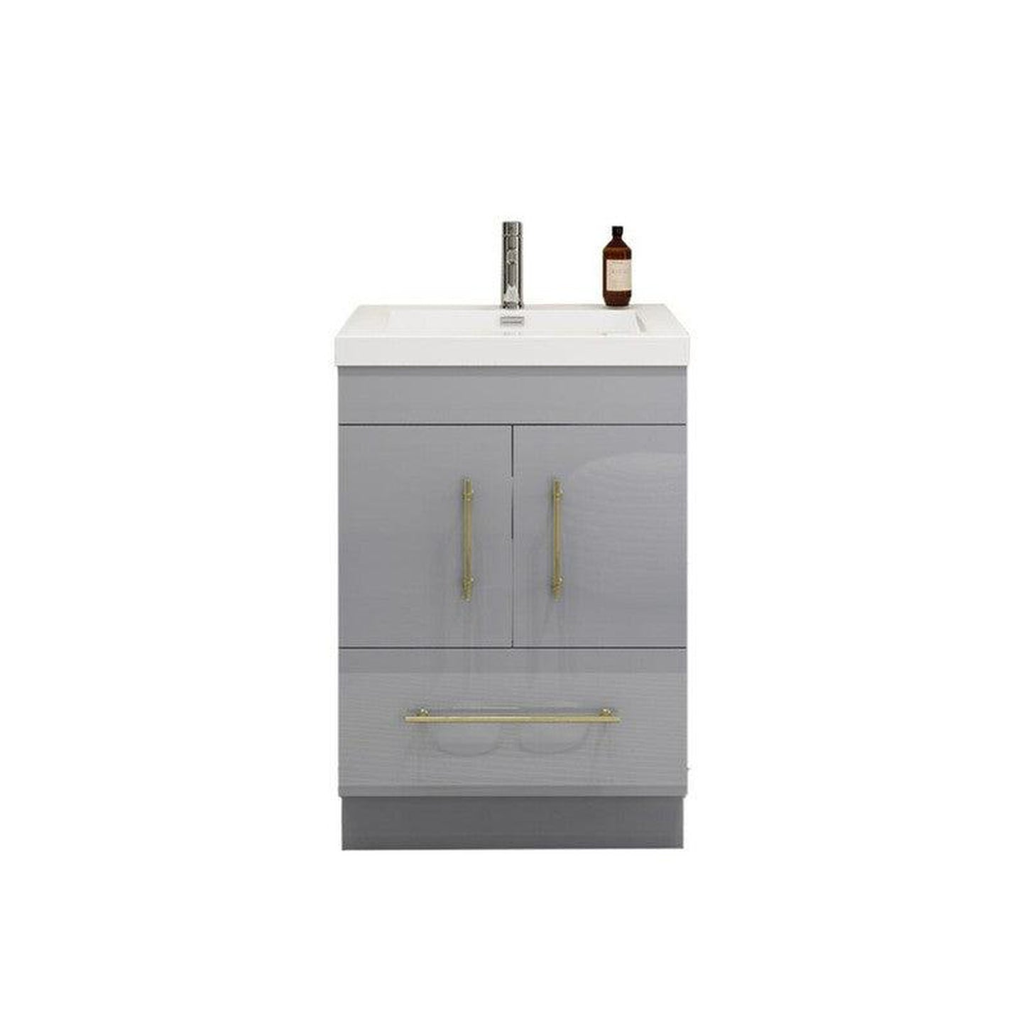 Moreno Bath ELSA 24" High Gloss Gray Freestanding Vanity With Single Reinforced White Acrylic Sink