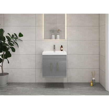 Moreno Bath ELSA 24" High Gloss Gray Wall-Mounted Vanity With Single Reinforced White Acrylic Sink