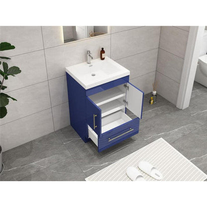 Moreno Bath ELSA 24" High Gloss Night Blue Freestanding Vanity With Single Reinforced White Acrylic Sink