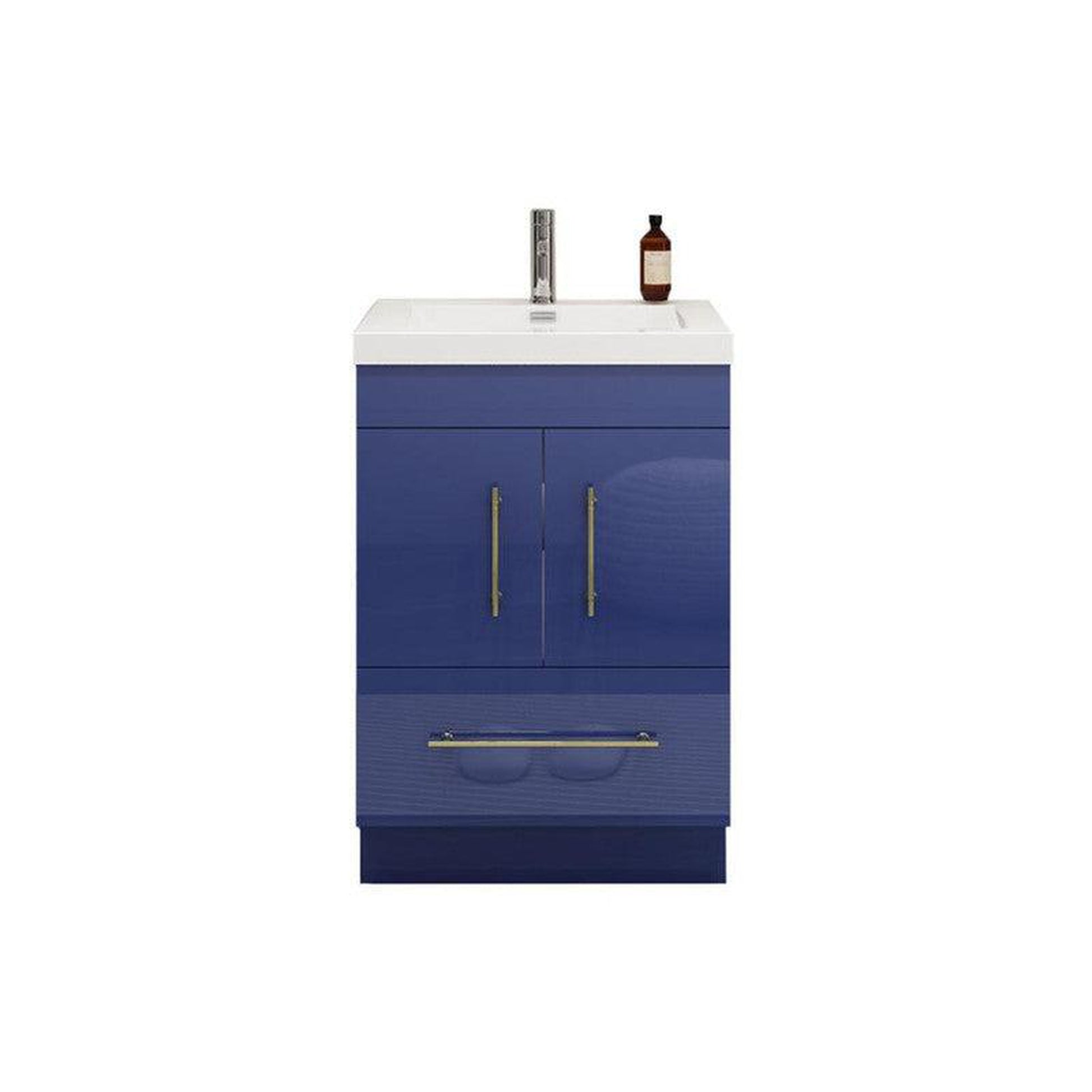 Moreno Bath ELSA 24" High Gloss Night Blue Freestanding Vanity With Single Reinforced White Acrylic Sink